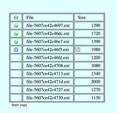 file list copy progress